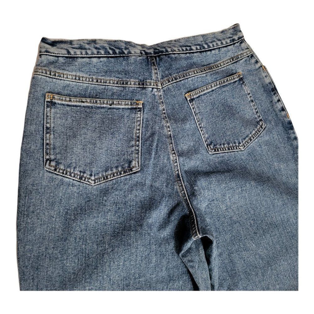 𝅺NEWPORT News Jeanology High Rise Mom Jeans Blue Denim Tie Closure Size 14 - Picture 6 of 9